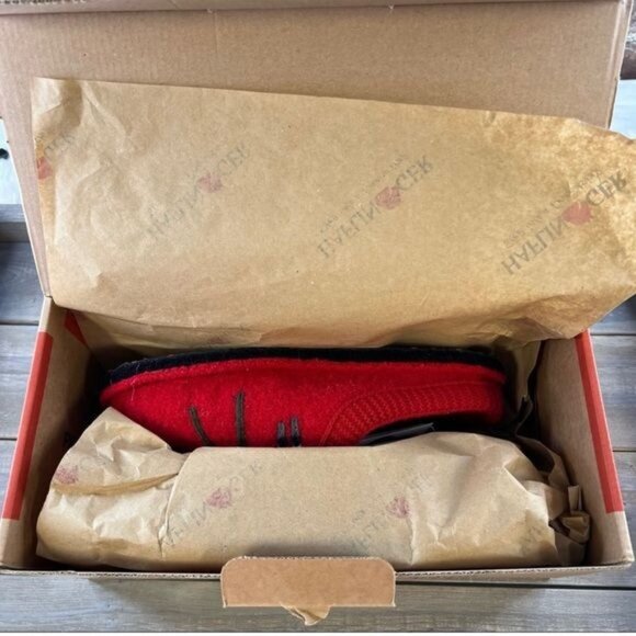 Haflinger Red Bicycle Soft Wool Slippers Sz 36 US 5.5 NEW In BOX - Picture 7 of 10